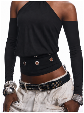 Black cut-out halter top