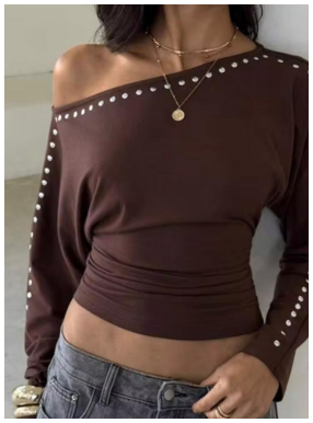 Chocolate studded asymmetric top