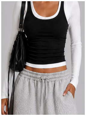 Black and white layered top
